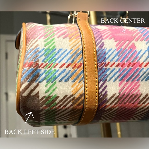 DOONEY & BOURKE VINTAGE Y2K MULTICOLOR PLAID PRINT BARREL BAG RARE - Picture 13 of 14